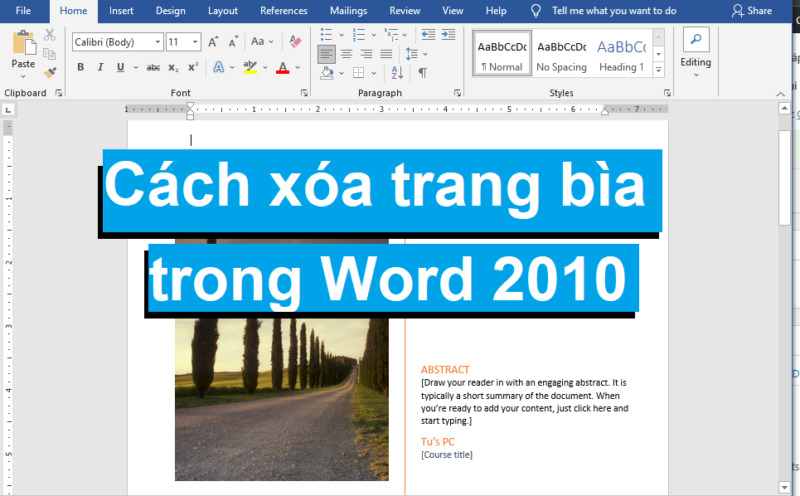 cach xoa trang bia trong Word 2010 00