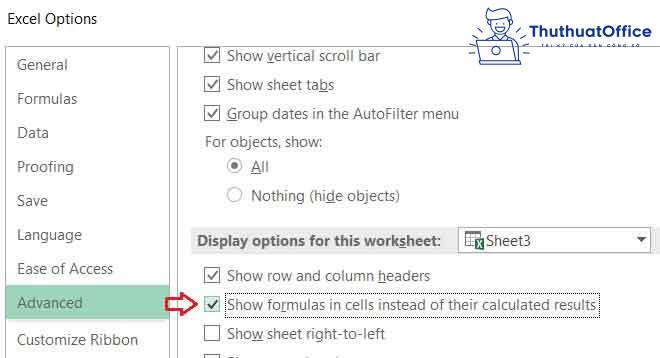 Excel không nhảy công thức