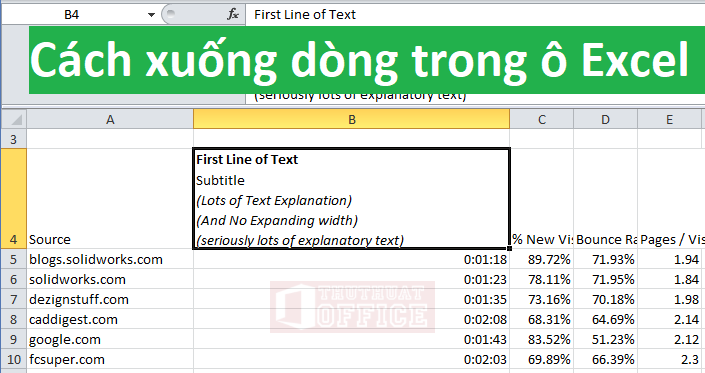 cach xuong dong trong o Excel 00