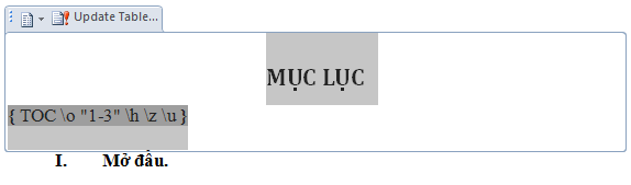 Lỗi tạo mục lục trong Word 2010 hay gặp và cách giải quyết không thể đơn giản hơn 1