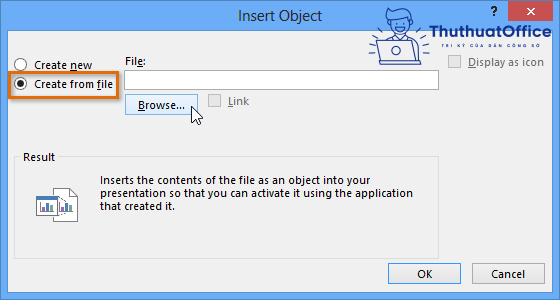 chèn file excel vào powerpoint