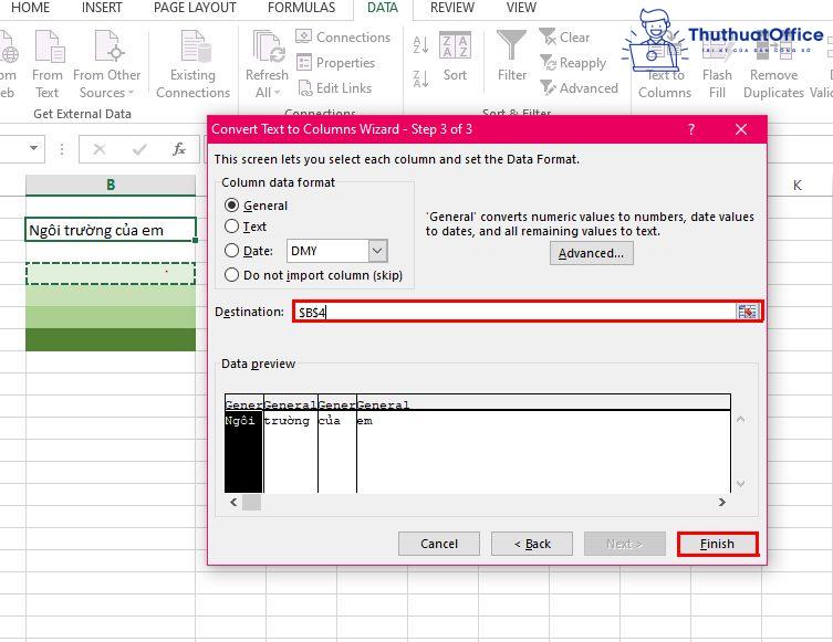 cách chia ô trong Excel