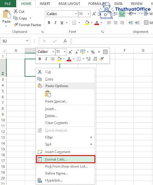 cách chia ô trong Excel