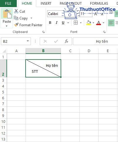 cách chia ô trong Excel