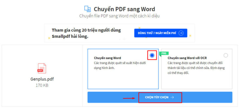 Chọn gói dịch vụ