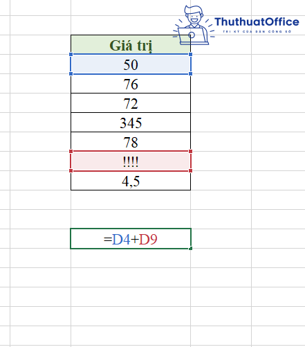 lỗi #VALUE! trong Excel