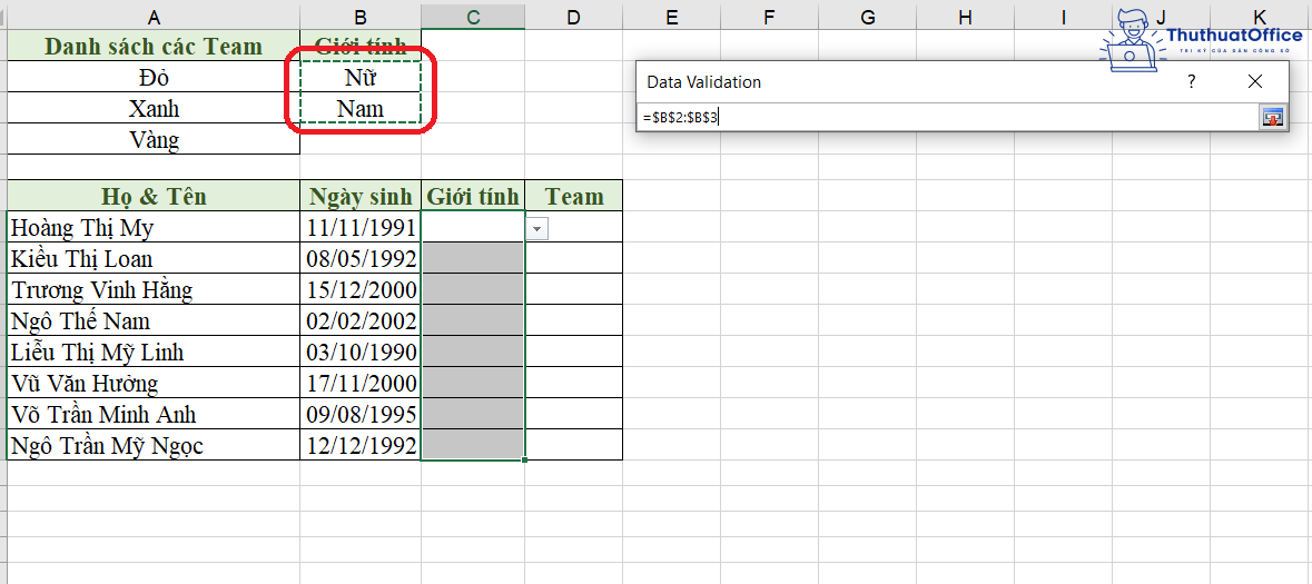 cách tạo Drop List trong Excel