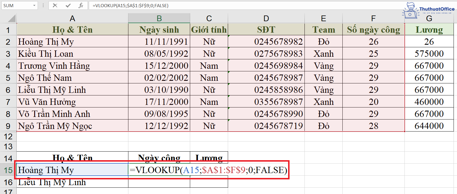 lỗi #VALUE! trong Excel