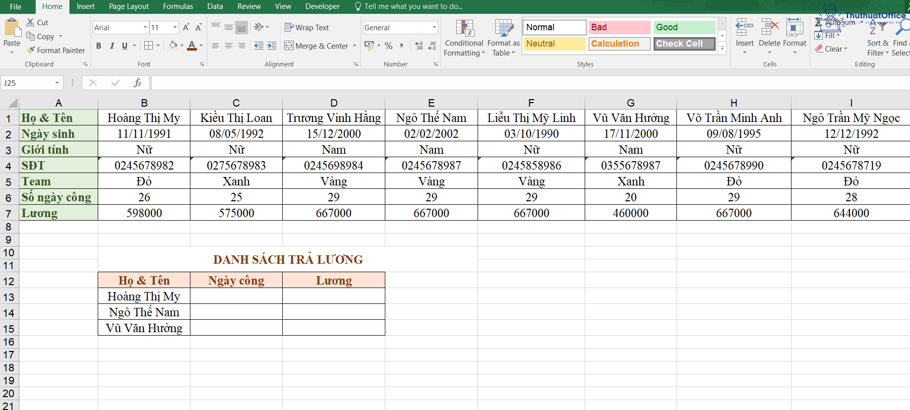 HLOOKUP trong Excel