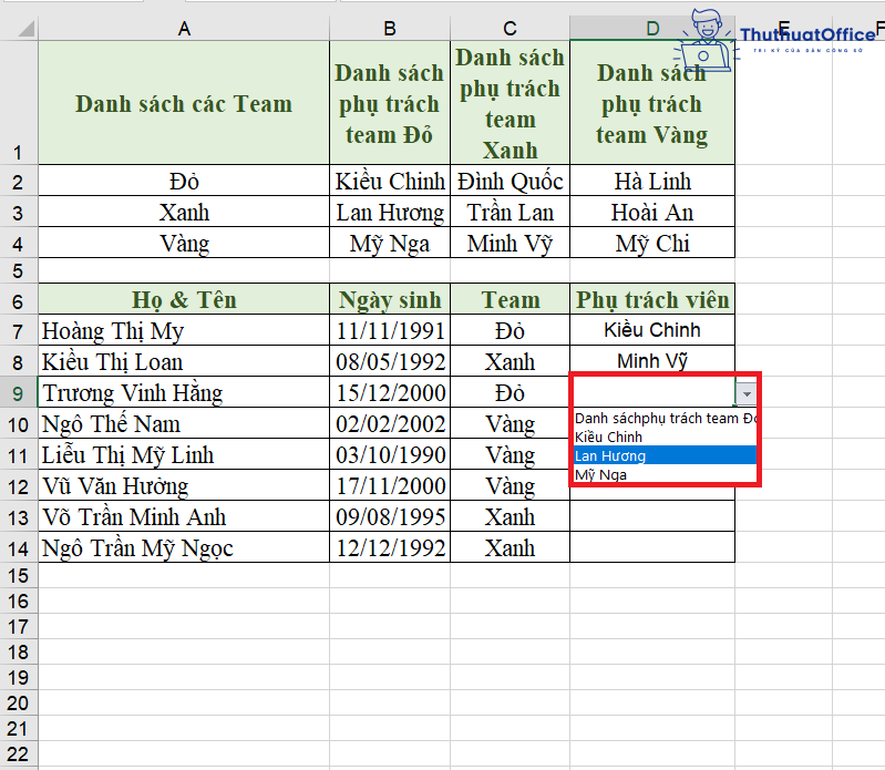 cách tạo Drop List trong Excel