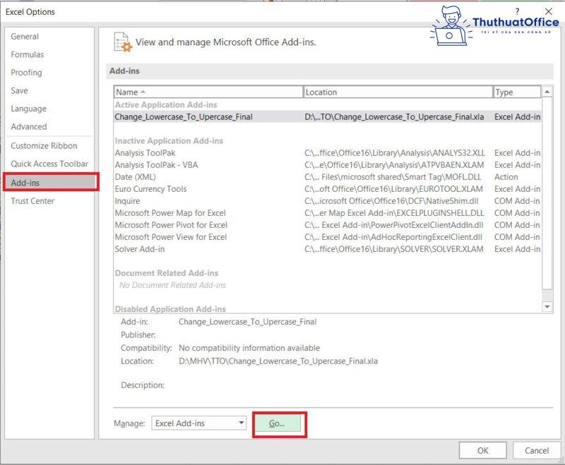 chuyển chữ thường thành chữ hoa trong Excel