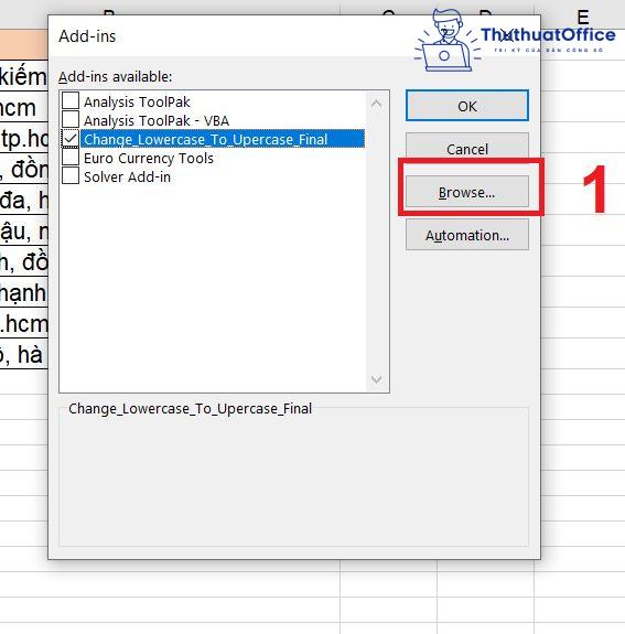 chuyển chữ thường thành chữ hoa trong Excel