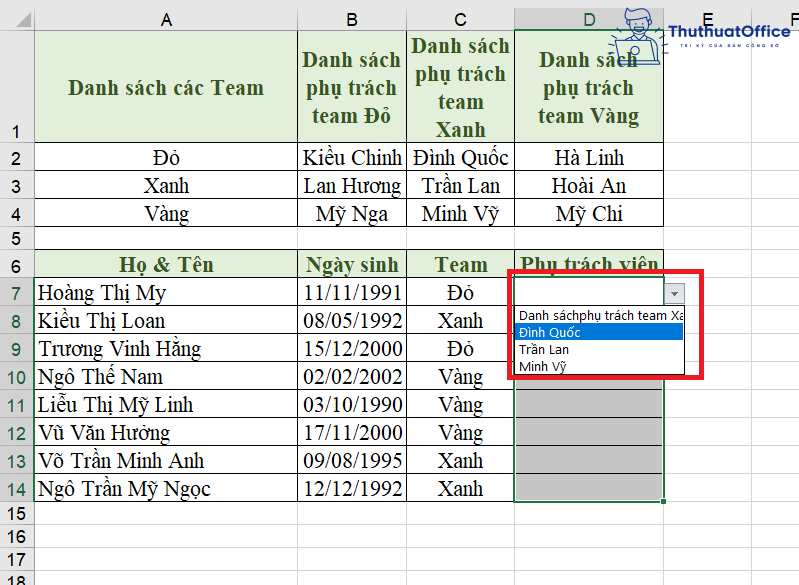 cách tạo Drop List trong Excel