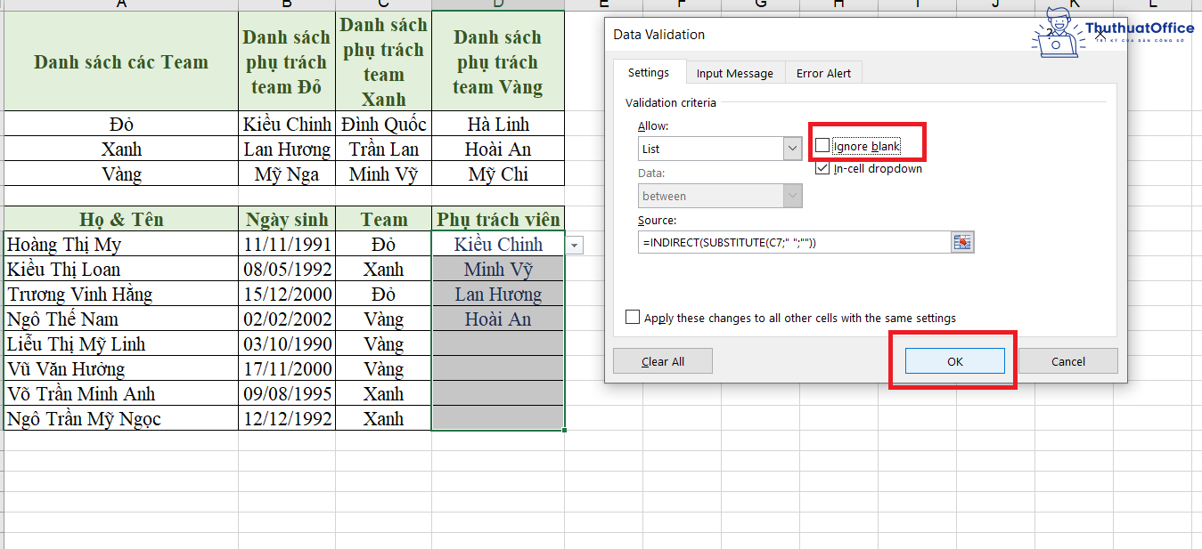 cách tạo Drop List trong Excel