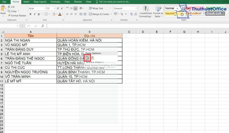 chuyển chữ thường thành chữ hoa trong Excel