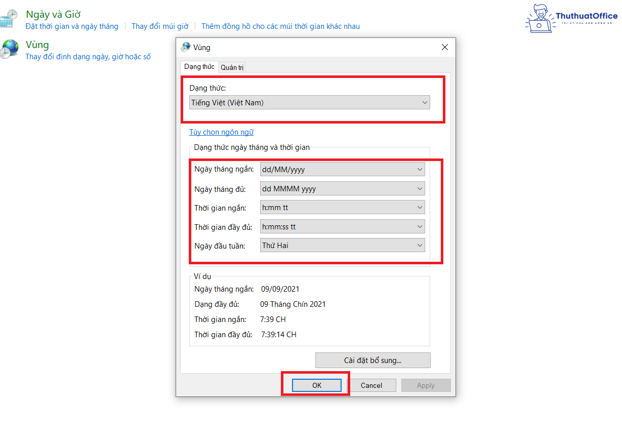 định dạng ngày tháng trong Excel