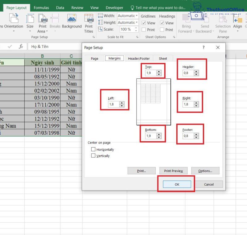 Cách căn lề trong Excel