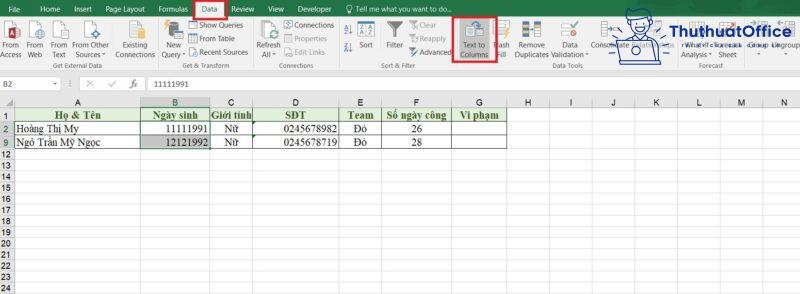 định dạng ngày tháng trong Excel