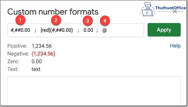 định dạng số trong Google Sheets