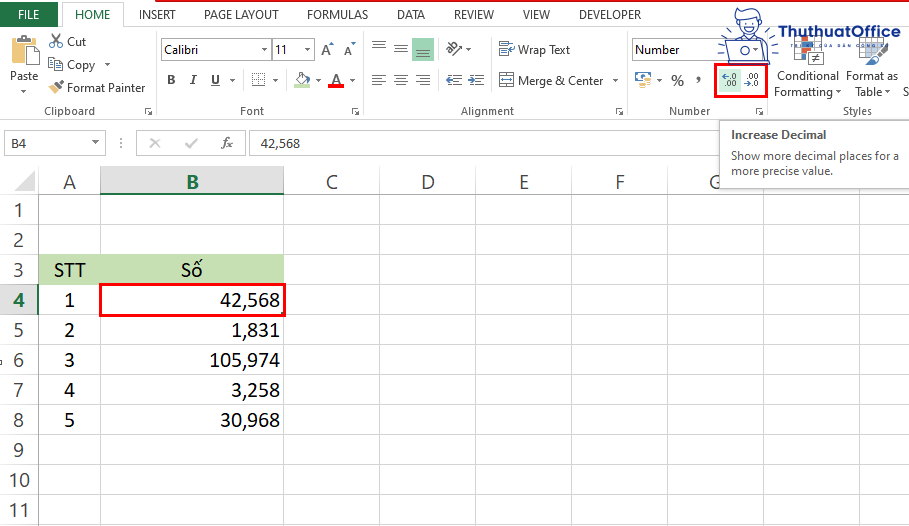 Làm tròn số trong Excel