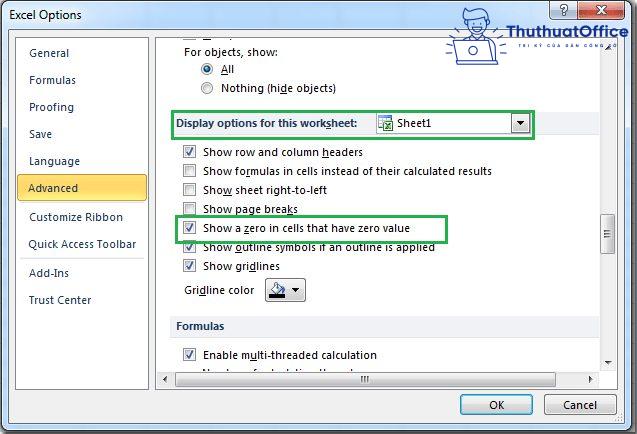 Cách hiện số 0 trong Excel 04