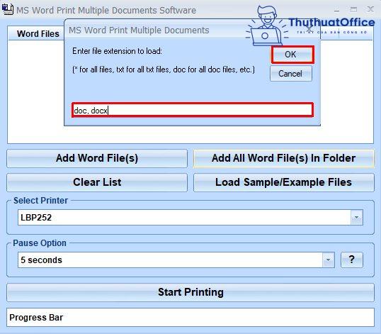 in nhiều file Word cùng lúc