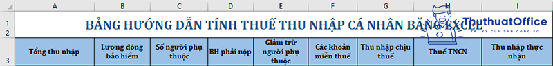 công thức tính thuế TNCN excel