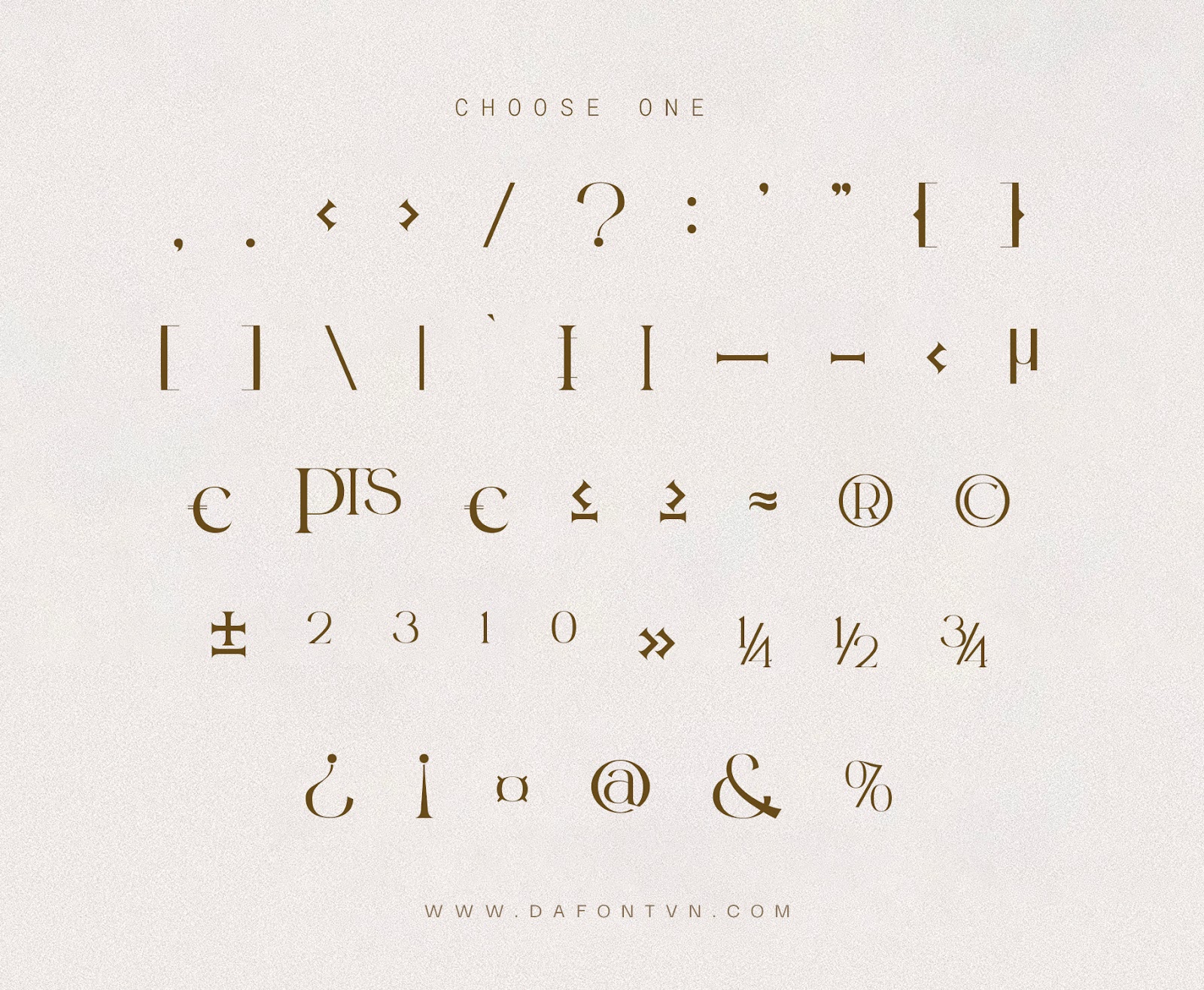 Menata font - Characters