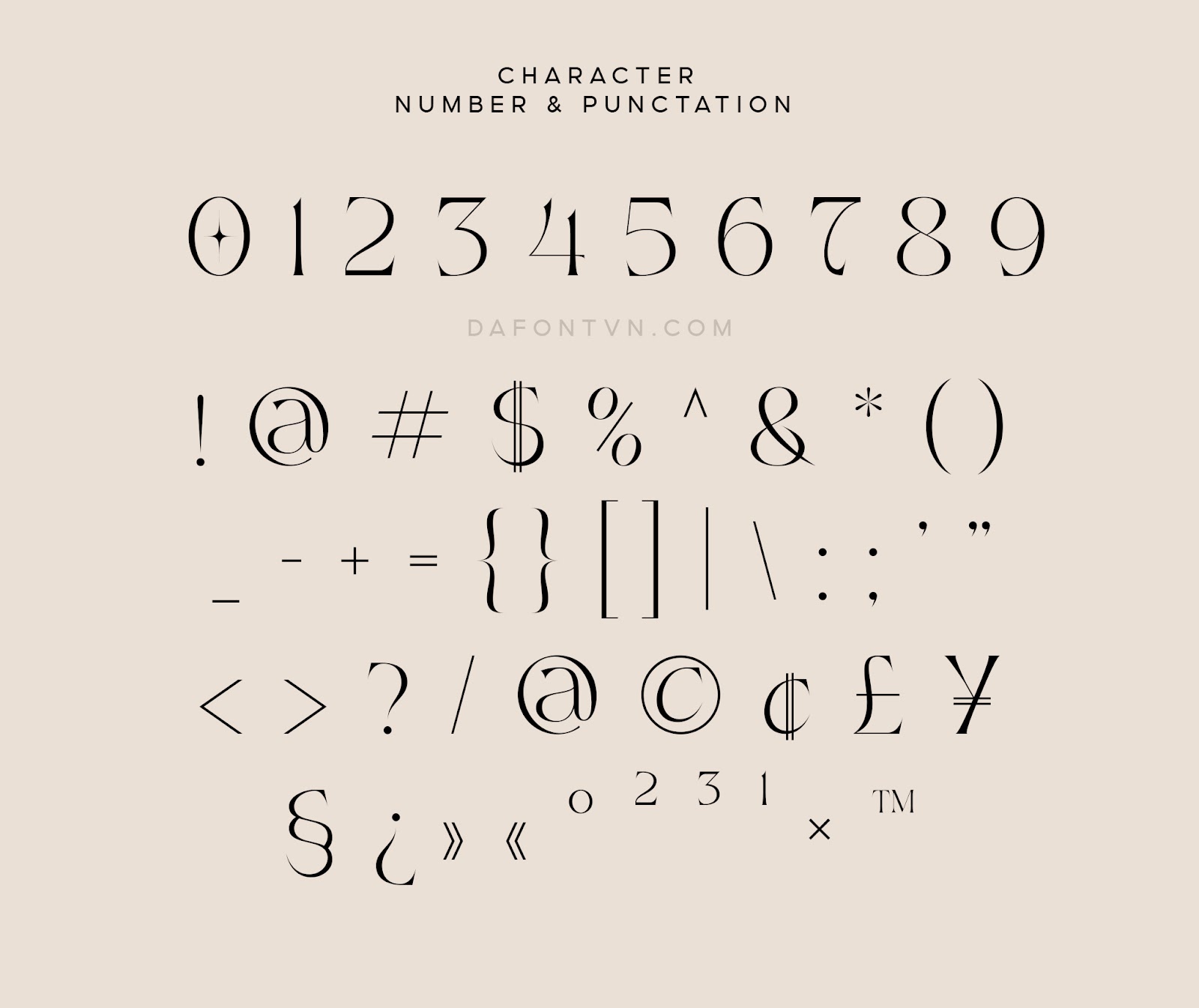 Onteal Font - Number & Punctation