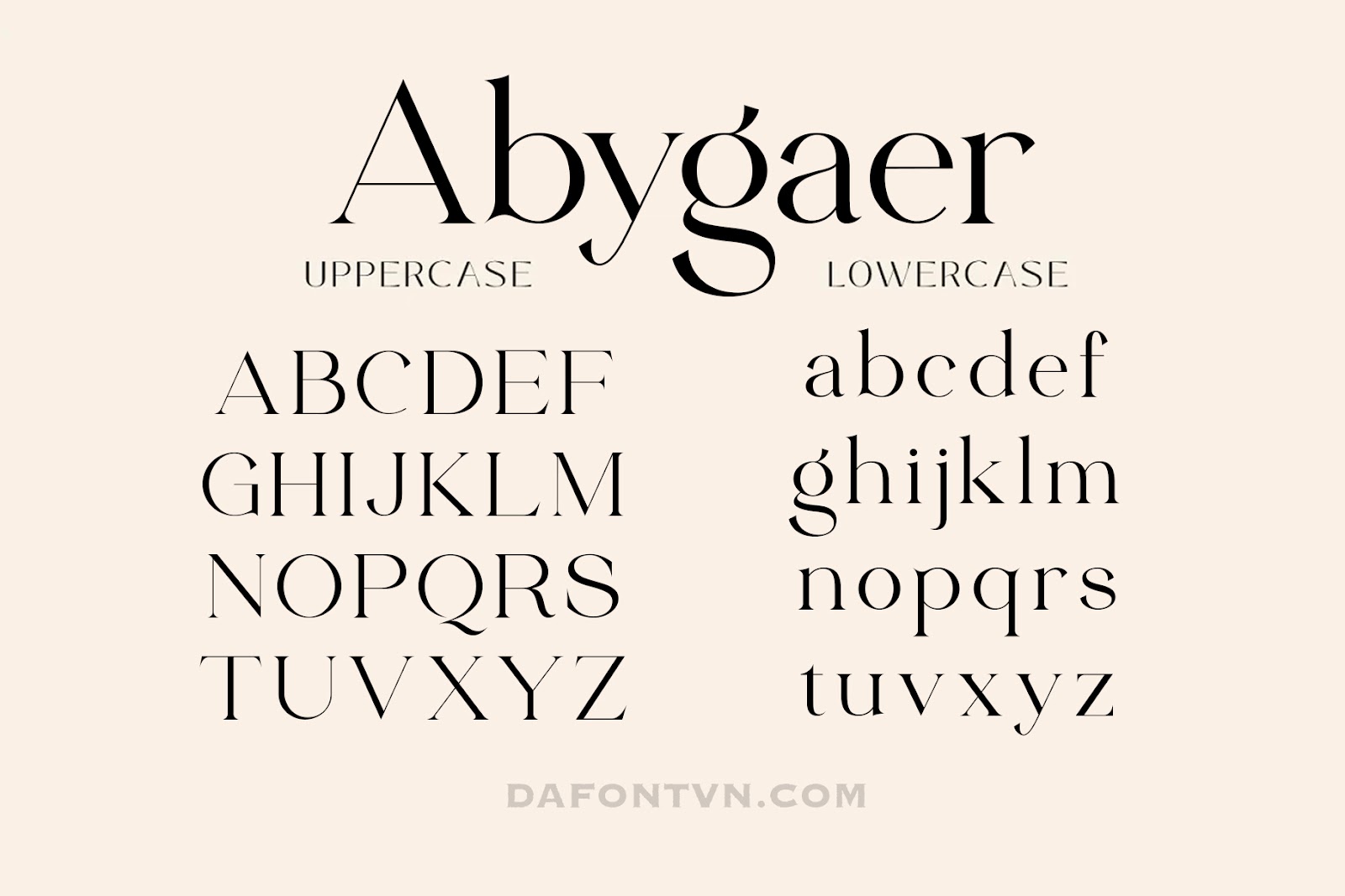 Font Abygaer Character