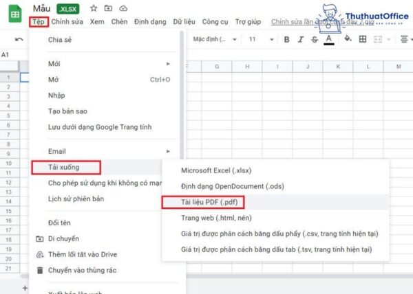 chuyển file excel sang pdf không mất định dạng