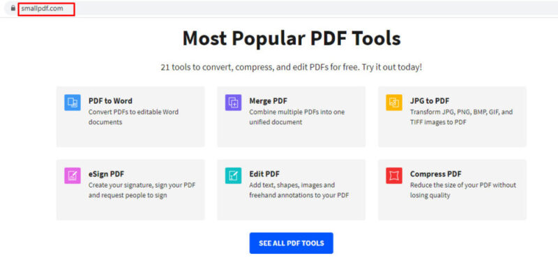 Giao diện SmallPDF