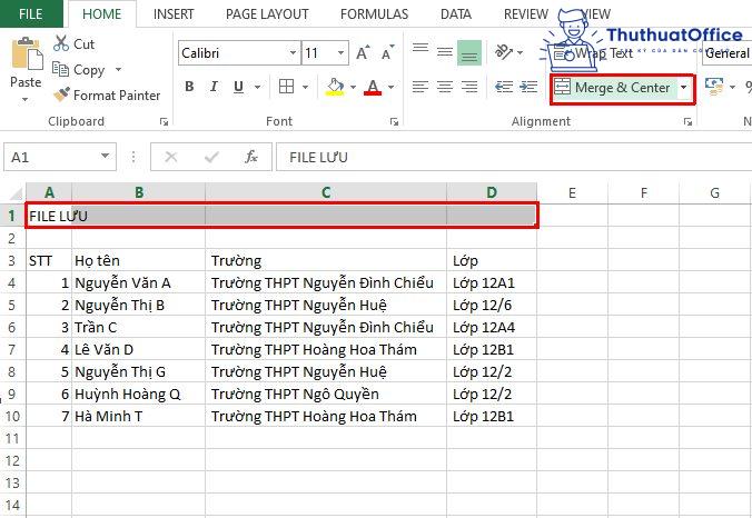 cách chia ô trong Excel