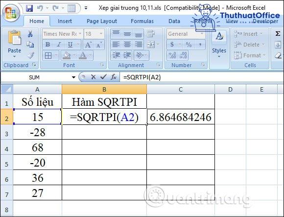 Hướng dẫn cách dùng hàm căn bậc 2 trong Excel đơn giản, nhanh chóng 7