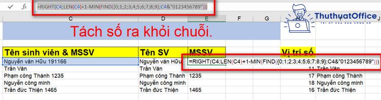 tách chữ trong excel