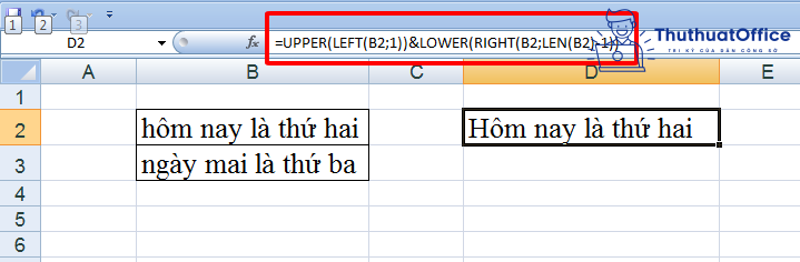 hàm upper trong excel