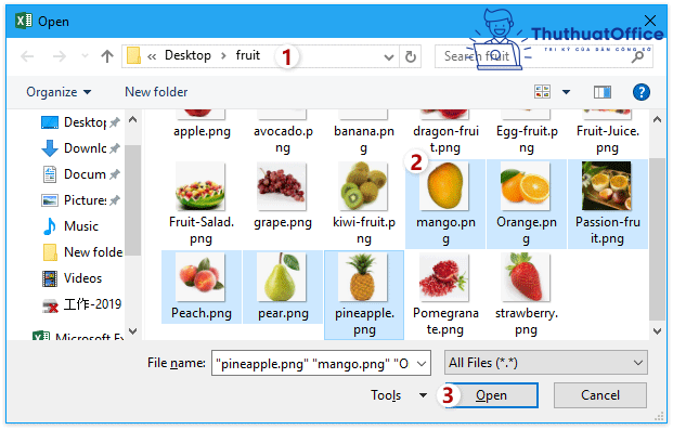 chèn hình vào excel