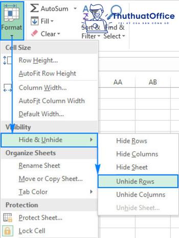 cách ẩn dòng trong Excel