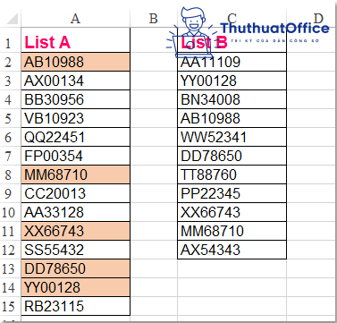 so sánh 2 cột trong excel