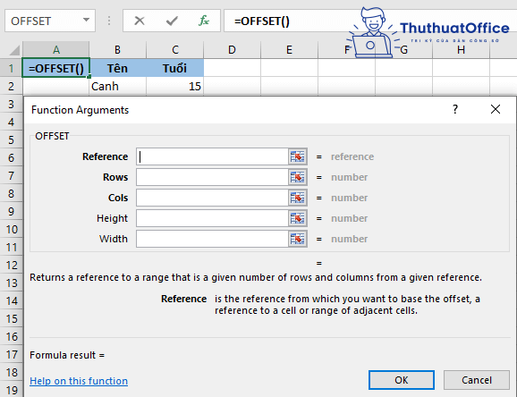 Hàm OFFSET trong Excel