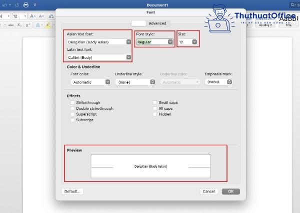 cách mặc định font chữ trong Word 2010