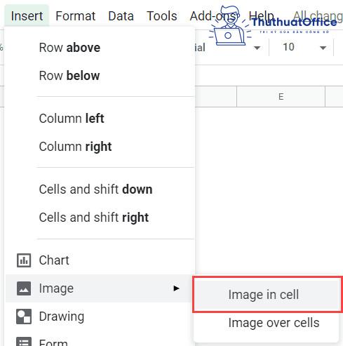 chèn ảnh vào excel