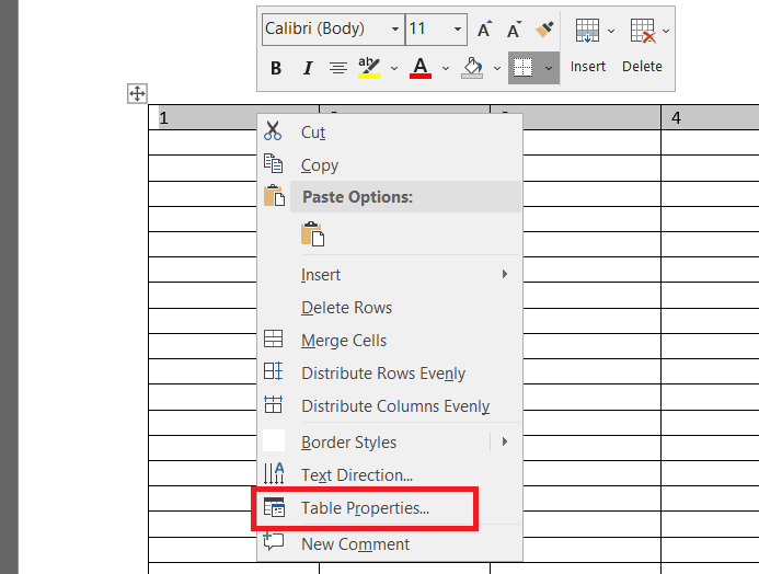 Lặp lại tiêu đề bảng trong Word với Table Properties