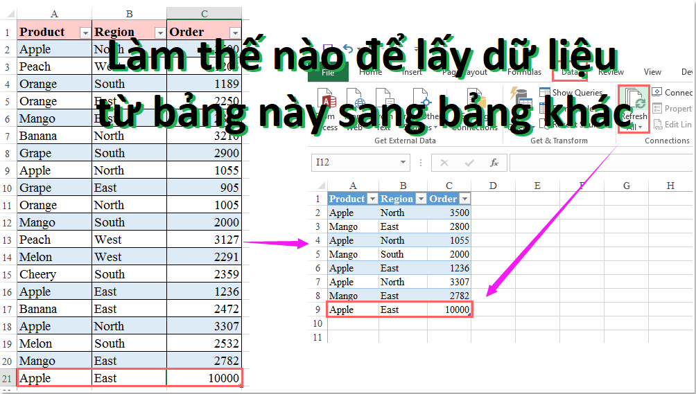 lay du lieu tu bang nay sang bang khac trong Excel 00