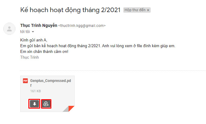 Mở file đính kèm trong email