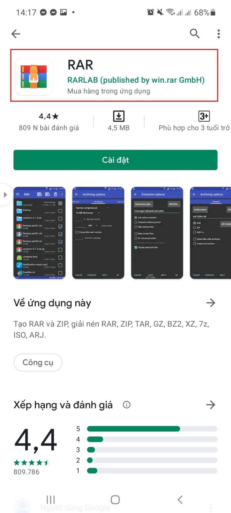 Ứng dụng RAR