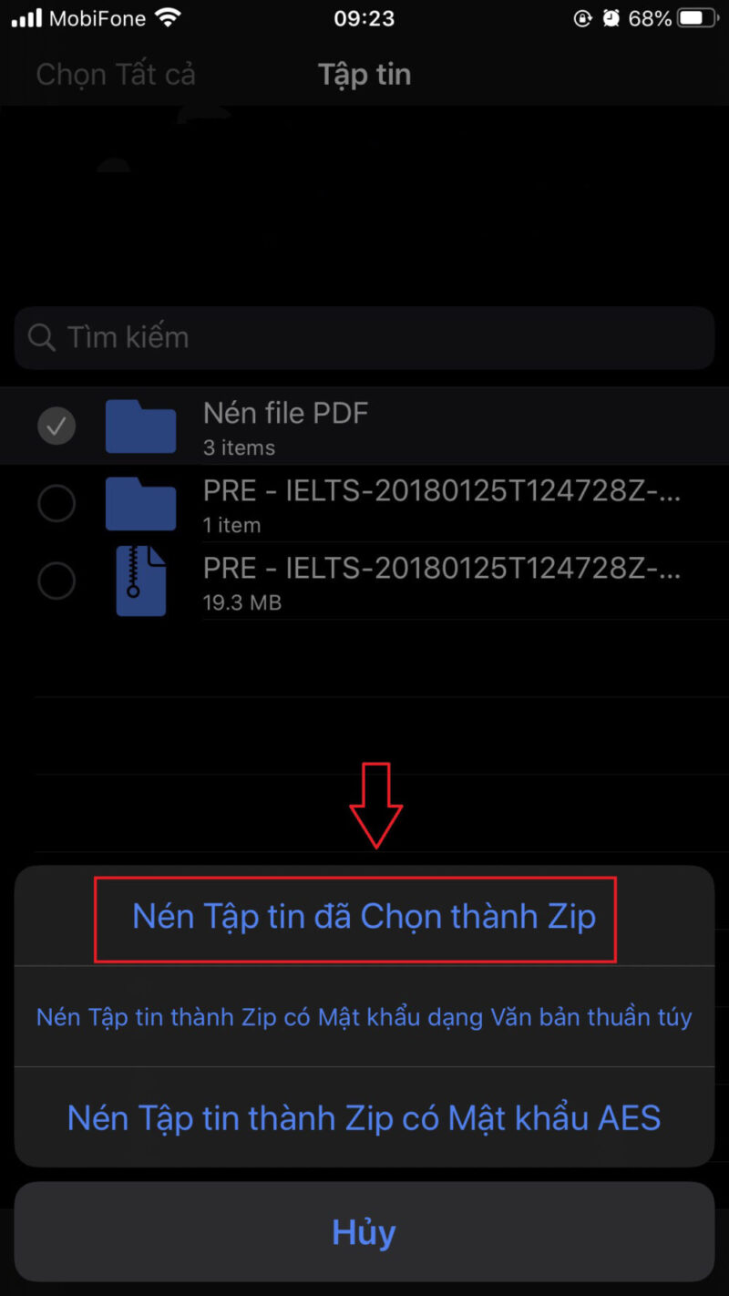 Nén tập tin đã chọn