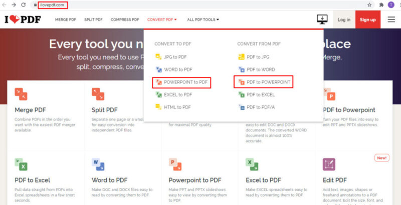 Chuyển file PDF sang PowerPoint bằng iLovepdf