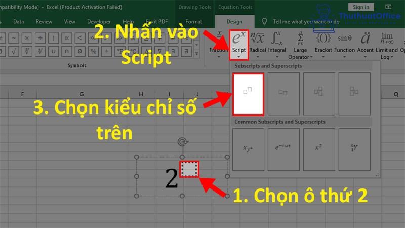 viết số mũ trong Excel 06