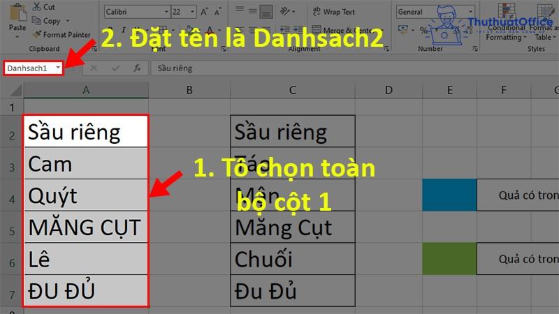 so sánh 2 cột trong excel